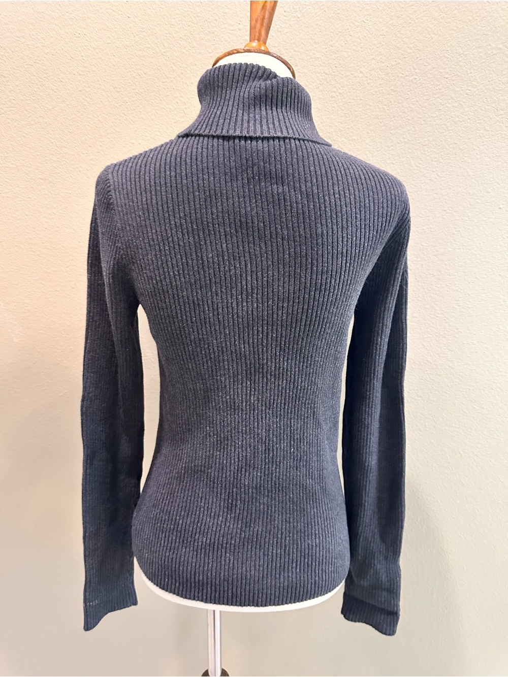 Lauren Ralph Lauren 100% Cotton Classic Ribbed Turtleneck Sweater - Charcoal S - Picture 10 of 13